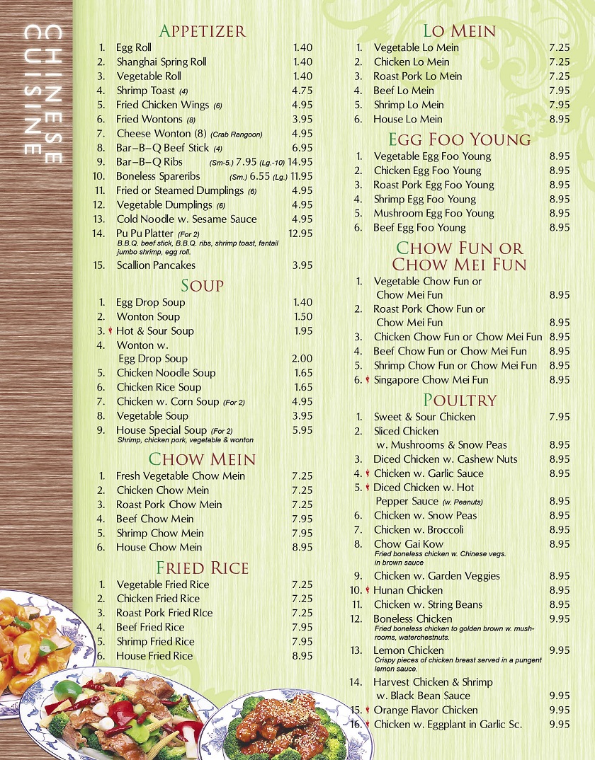 Happy Garden Restaurant in Sayreville-Chinese Cuisine  Menu