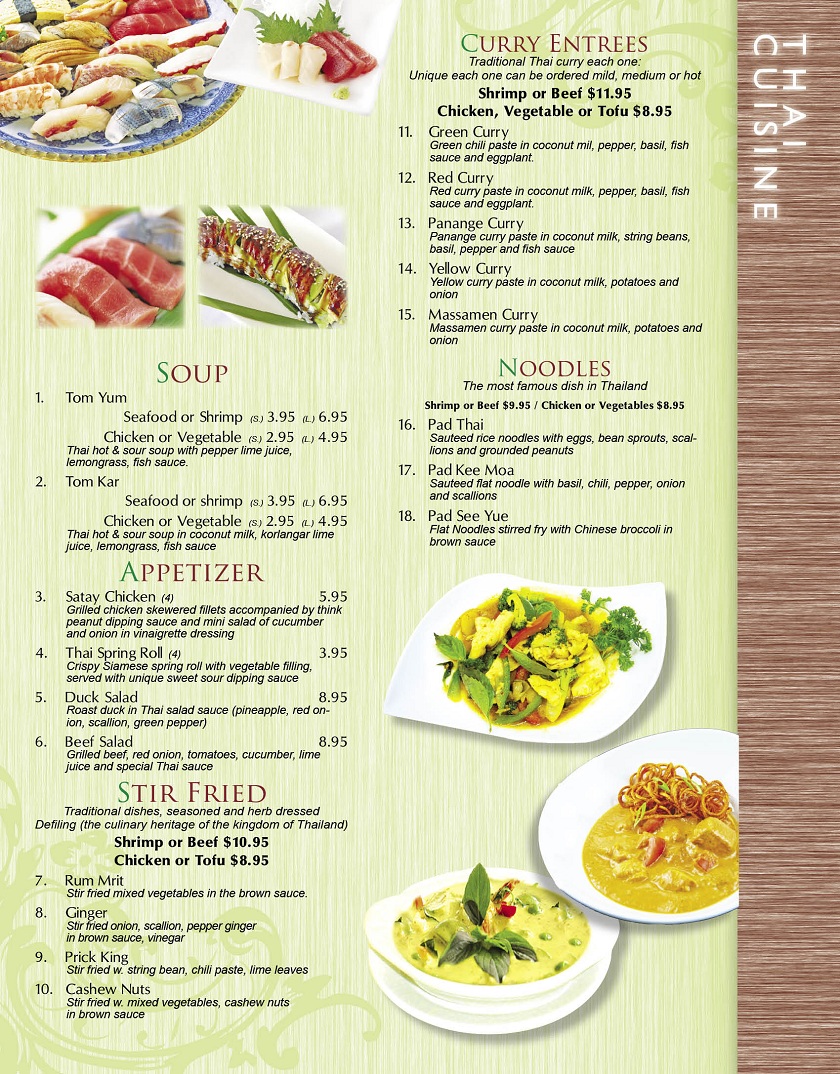 Happy Garden Restaurant in Sayreville-Thai Cuisine  Menu
